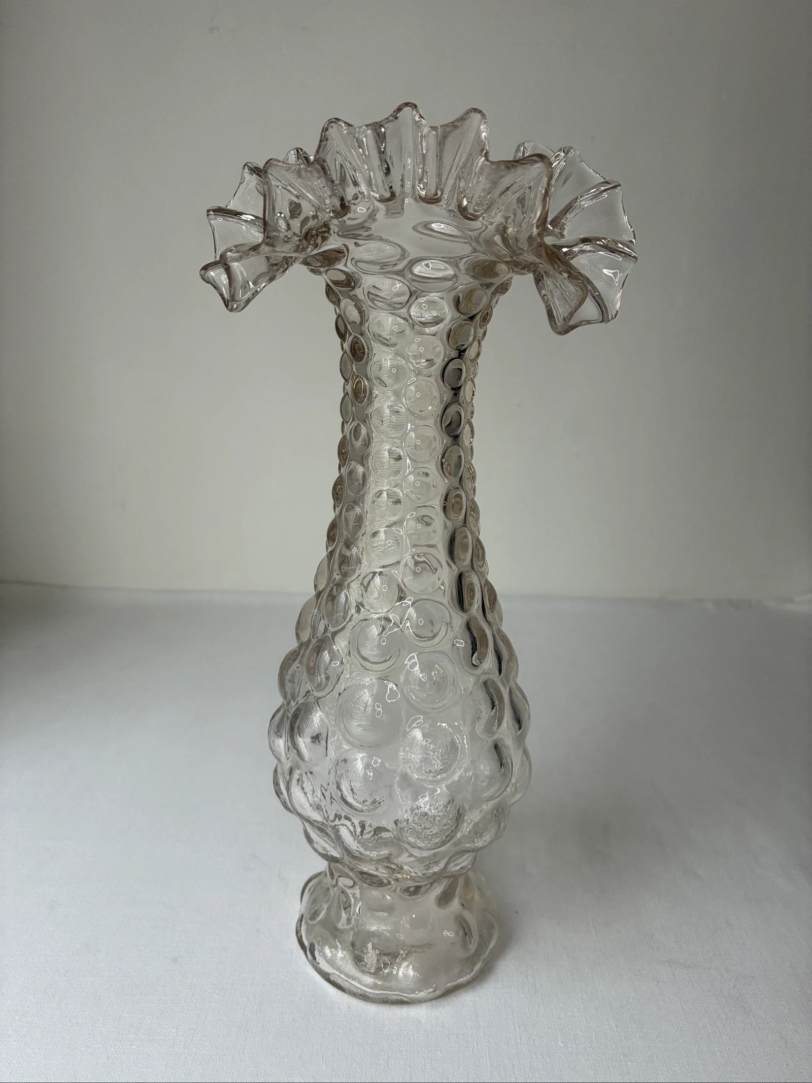 Vintage Vaas Helder Glas Bubbelstructuur